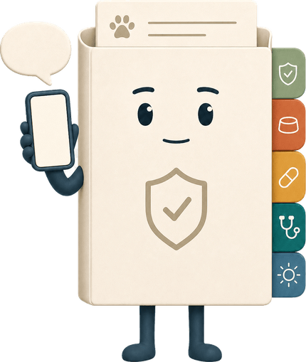 Kit holding a phone with a message arriving